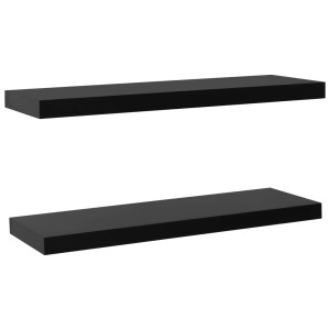 Rafturi de perete suspendate, 2 buc., negru, 100x20x3,8 cm - Img 2