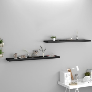 Rafturi de perete suspendate 2 buc., negru 120x23,5x3,8 cm, MDF