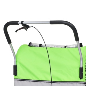 Remorcă de bicicletă &amp; Cărucior copii 2-in-1, verde și gri - Img 5