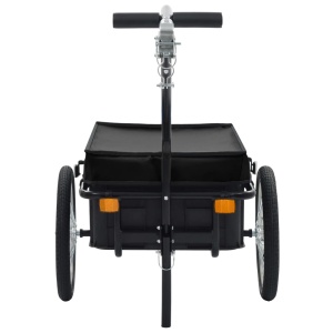 Remorcă de bicicletă/Căruț de mână, negru, 155x61x83 cm, oțel - Img 3
