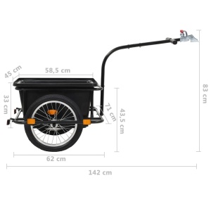 Remorcă de bicicletă pentru mărfuri, 50 L, negru - Img 9