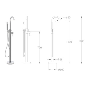 Robinet de cadă independent, 118,5 cm, oțel inoxidabil - Img 5