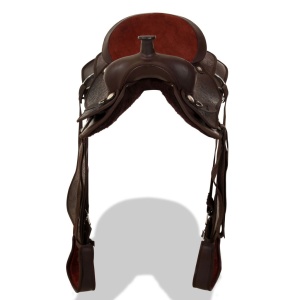 Șa Western, căpăstru &amp; pieptar, piele naturală, 17", maro - Img 8