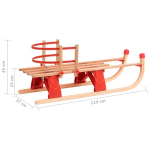 Sanie pliabilă pentru zăpadă cu spătar, 110 cm, lemn - Img 9