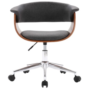 Scaun de birou pivotant, gri, lemn curbat și material textil - Img 4