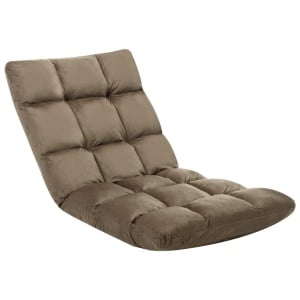 Scaun de podea pliabil, gri taupe, microfibră - Img 2