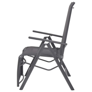 Scaun de terasă rabatabil, negru, aluminiu și textilenă - Img 4