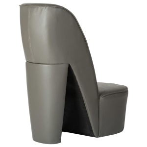 Scaun, design toc inalt, gri, piele ecologică - Img 3