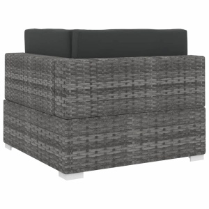 Scaun modular de colț, 1 buc., gri, poliratan, cu perne - Img 4