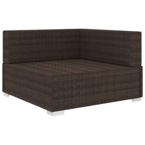Scaun modular de colț, 1 buc., maro, poliratan, cu perne - Img 2