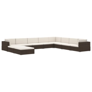Scaun modular de colț, 1 buc., maro, poliratan, cu perne - Img 7