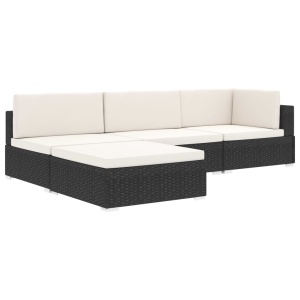 Scaun modular de mijloc, 1 buc., maro, poliratan, cu perne - Img 11
