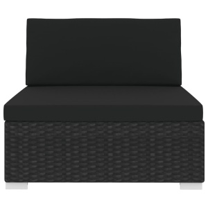 Scaun modular de mijloc, 1 buc., negru, poliratan, cu perne - Img 3