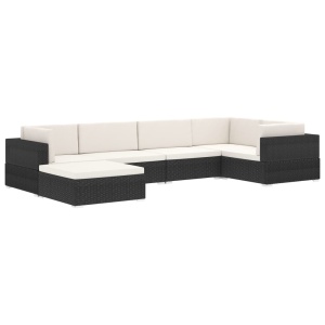 Scaun modular de mijloc, 1 buc., negru, poliratan, cu perne - Img 10
