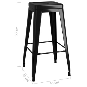 Scaune de bar stivuibile, 2 buc., negru, metal - Img 6