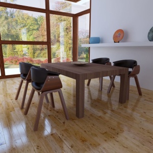 Scaune de bucătărie, 4 buc., lemn curbat și piele ecologică - Img 2