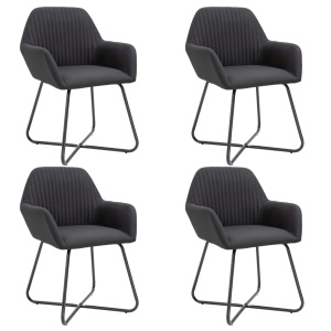 Scaune de bucătărie, 4 buc., negru, material textil