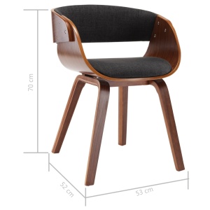 Scaune de bucătărie, 6 buc, gri, lemn curbat și material textil - Img 6