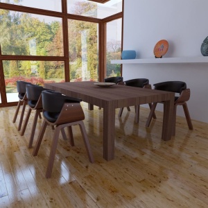 Scaune de bucătărie, 6 buc., lemn curbat și piele ecologică - Img 2