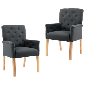 Scaune de bucătărie cu brațe, 2 buc., gri, material textil
