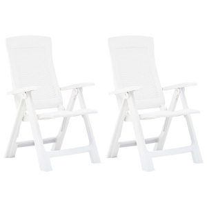 Scaune de grădină rabatabile, 2 buc., alb, plastic