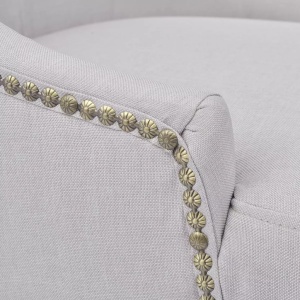 Scaune de sufragerie, 2 buc., gri crem, material textil - Img 2