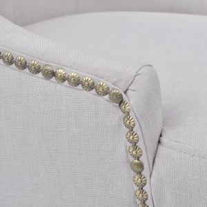 Scaune de sufragerie, 6 buc., gri crem, material textil - Img 2