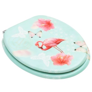 Scaune WC cu capac, 2 buc., MDF, model flamingo - Img 3