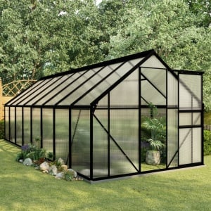 Seră cu un cadru de bază, antracit, 9,31 m², aluminiu