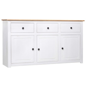 Servantă, alb, 135 x 40 x 80 cm, lemn masiv de pin, gama Panama