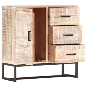 Servantă, alb, 73 x 30 x 75 cm, lemn masiv de acacia - Img 3
