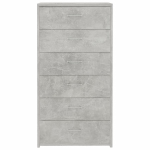 Servantă cu 6 sertare, gri beton, 50 x 34 x 96 cm, PAL - Img 4