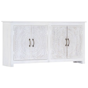 Servantă realizată manual, alb, 140x30x70 cm, lemn masiv acacia - Img 10