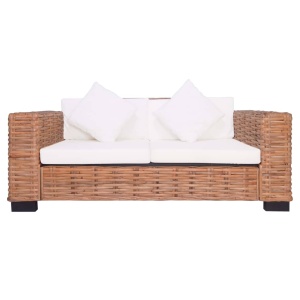 Set canapea cu perne, 3 piese, ratan natural - Img 12