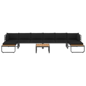 Set canapea de grădină colțar cu perne, 5 piese, aluminiu, WPC - Img 3
