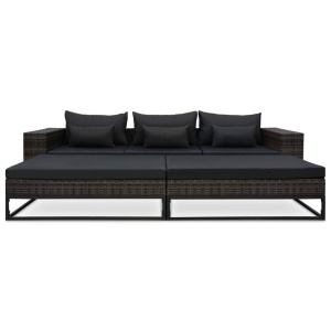 Set canapele de grădină cu perne, 5 piese, gri, poliratan - Img 2