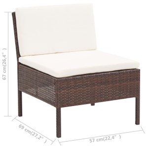 Set canapele de grădină cu perne, 5 piese, maro, poliratan - Img 11