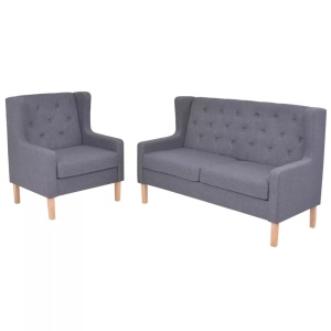 Set cu canapea, 2 piese, material textil, gri