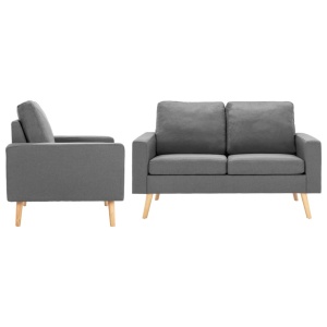 Set de canapele, 2 piese, gri deschis, material textil
