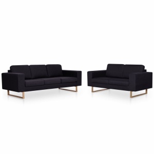 Set de canapele, 2 piese, negru, material textil - Img 2