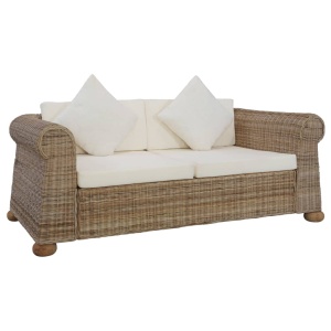 Set de canapele cu perne, 2 piese, natural, ratan - Img 3