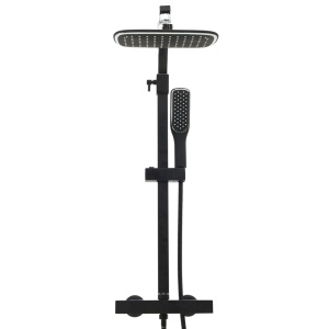 Set de duș cu două capete, mixer și furtun, negru - Img 2