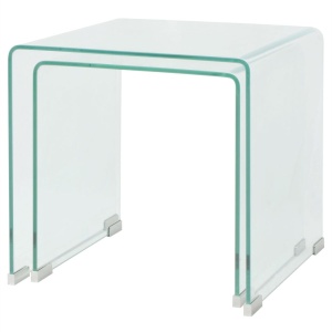 Set de masă din sticlă securit transparentă, stivuibil, 2 piese - Img 3
