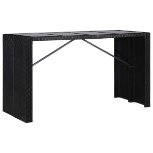Set de masă și scaune de exterior, 9 piese, negru, poliratan - Img 4