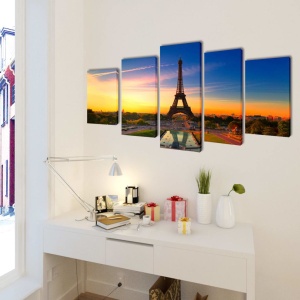 Set de tablouri imprimate pe pânză Turnul Eiffel 100 x 50 cm - Img 2