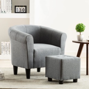 Set fotoliu și taburet, 2 piese, gri deschis, material textil