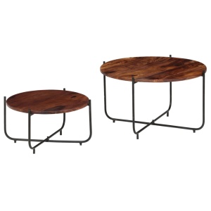 Set masă de cafea, 2 piese, lemn masiv de sheesham, 60 x 35 cm - Img 2