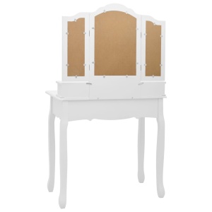 Set masă de toaletă cu taburet alb 80x69x141 cm lemn paulownia - Img 5