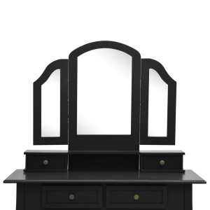 Set masă toaletă cu taburet negru 100x40x146 cm lemn paulownia - Img 7
