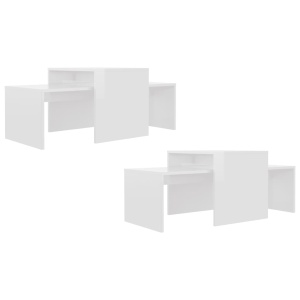 Set măsuțe de cafea, alb extralucios, 100x48x40 cm, PAL - Img 7